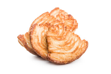 Le sfoglie. Crispy sweet pastry isolated on white background.