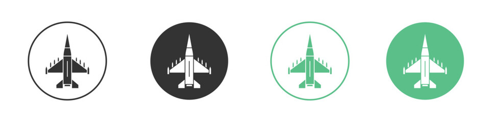 Military aircraft icons silhouette in flat black style.