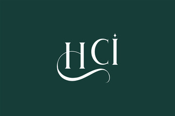 Initial HCI creative letter logo design. Elegant Monogram Logo Design with Decorative Elements and Typography