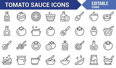 Editable tomato-based sauce icons for food product designs