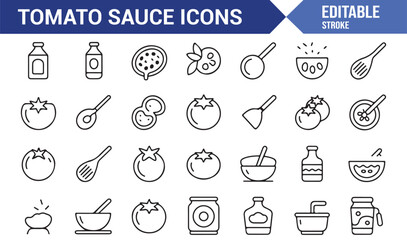 Editable vector icons for pizza and pasta sauce