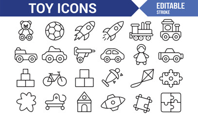 Editable toy icons for children’s learning and entertainment