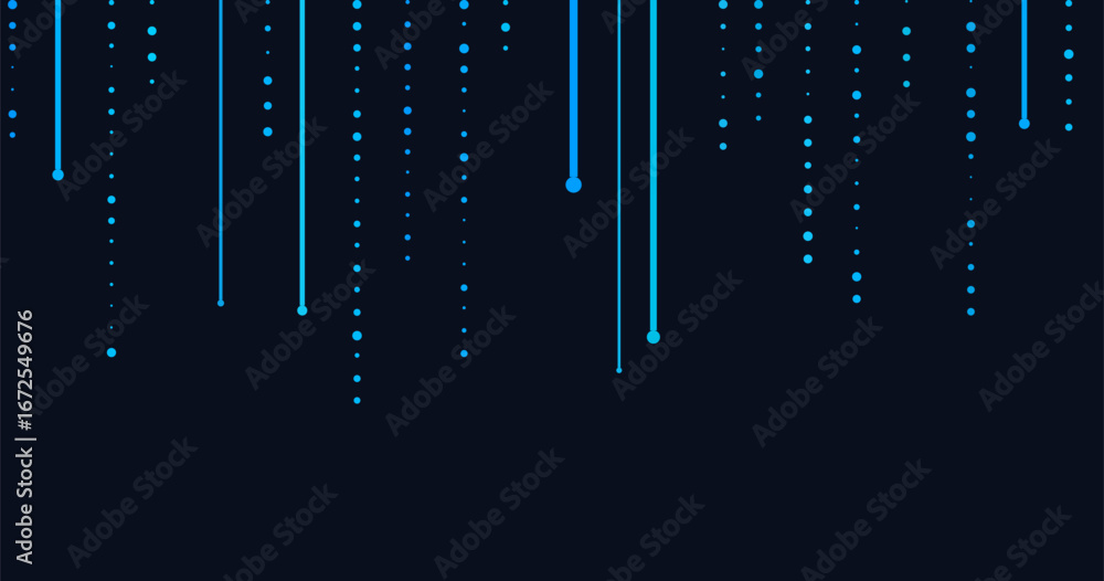 Poster elegant vector tech background with vertical lines and dots on dark theme.