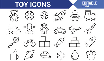 Editable vector icons for children's toys and play activities