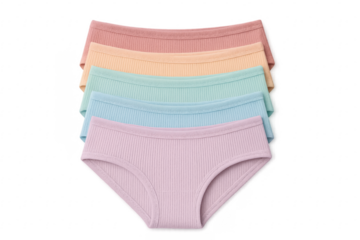 Pastel Color Women's Underwear Briefs Showing Comfort and Style on Transparent Background