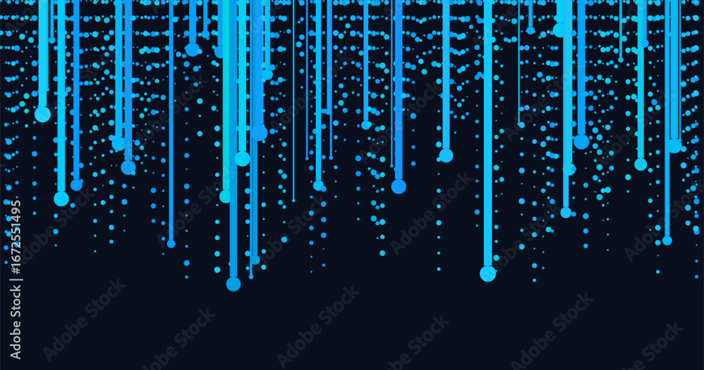 Aufkleber abstract vector tech background with blue digitized data streams on dark background.