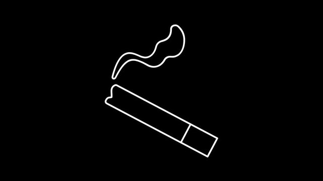 Animated tobacco icons in thin line style