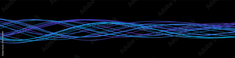 Poster dynamic waves: futuristic vector tech background with blue and purple lines.