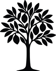 Obraz premium Illustrator Vector Lemon tree with fruits and leaves silhouette