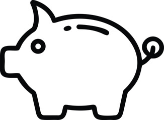 Vector art of piggy bank icon, symbolizing saving money, financial planning, and investment, suitable for banking, finance, and personal wealth management applications