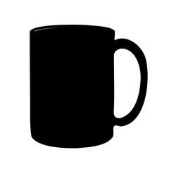 Black and white silhouette of a coffee mug illustration on white backdrop