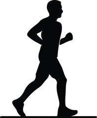 Illustrator Vector silhouette of a man running jogging exercising