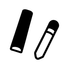 Simple illustration of a pencil and eraser in black and white