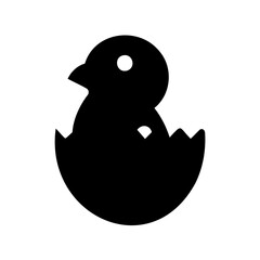 Simple icon illustration of a baby chick hatching from an egg