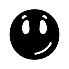 Simplistic black smiley face with a smirk representing simple happy expression