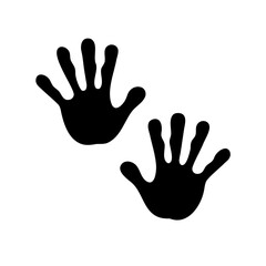 Two Black Handprints on a White Background, Symbolizing Human Interaction