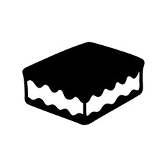 Black silhouette of an ice cream sandwich on a white background
