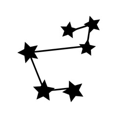 Minimalist constellation art showing a collection of linked celestial stars