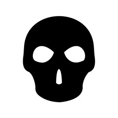 Stylized black skull on white background symbolizing death and mortality
