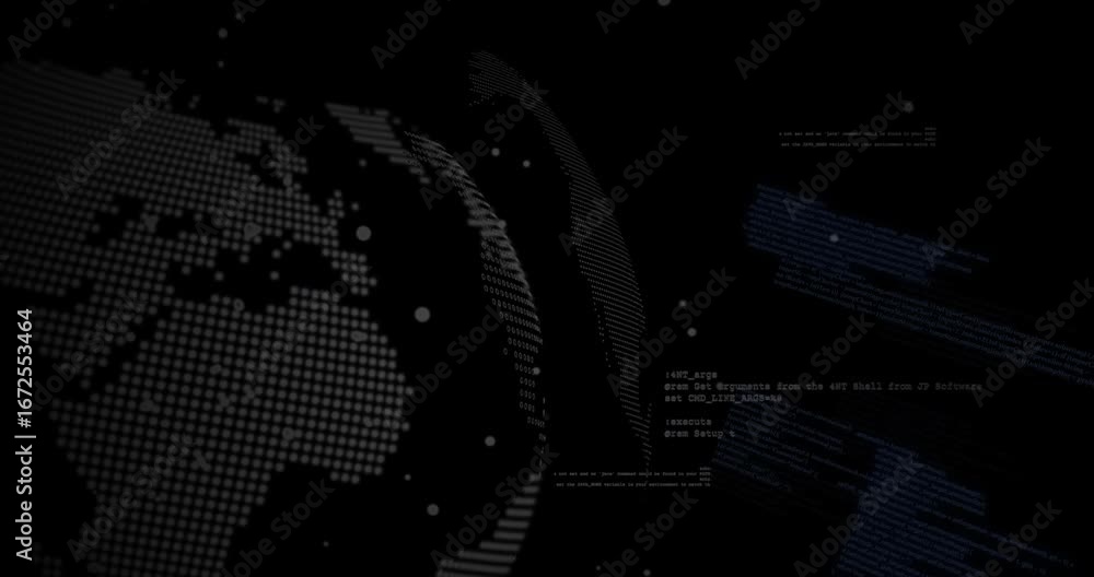 Aufkleber animation of digital data processing over black background