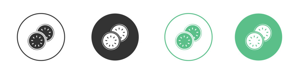 Cucumber slice icons silhouette in flat black style.