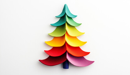 Obraz premium A minimalistic Christmas tree made of felt on a white background
