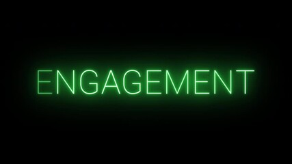 Flickering neon green engagement sign animated on black background.
 - Powered by Adobe