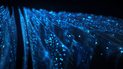 Abstract digital folder illuminated by streaming data lines, symbolizing information flow, cybersecurity, cloud storage, and futuristic network technology.