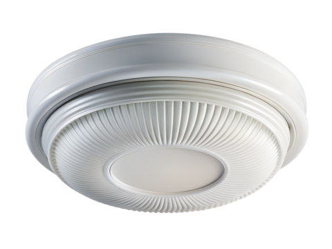 Modern white ceiling light fixture with a textured design isolated on transparent background