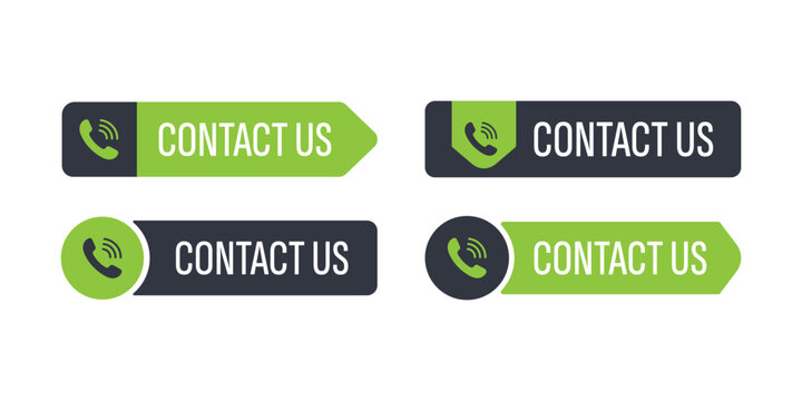Contact Us Buttons – Modular Green & Black Phone Icons for Civic and Digital Platforms