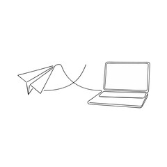 continuous one line drawing of notebook connected on jpg 