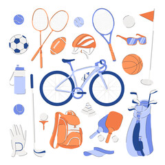 Collection of Sports Items and Training Equipment.