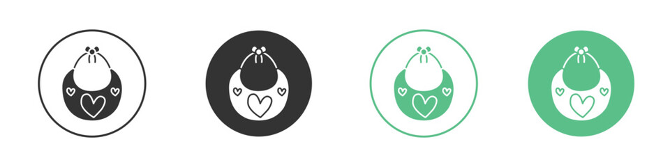 Baby bib icons silhouette in flat black style.