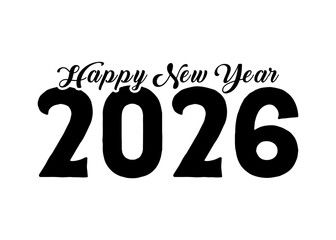 Happy new year 2026 text design for brochure design template card banner vector illustration.