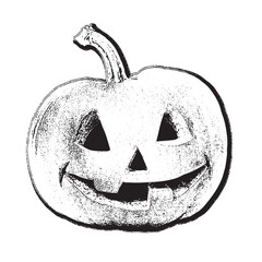 Spooky Halloween pumpkin carving with a grinning smile against a stark white background for festive fun