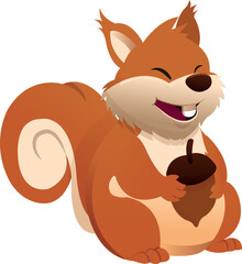 Cartoon Adorable chipmunk holding acorns