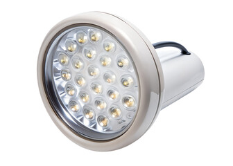 Closeup of a bright led light bulb with many small bulbs isolated on transparent background