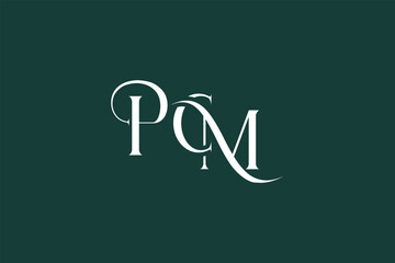 Initial PCM creative letter logo design. Elegant Monogram Logo Design with Decorative Elements and Typography