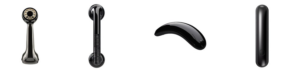 Set of a illustration of a black telephone handset icon isolated on transparent background