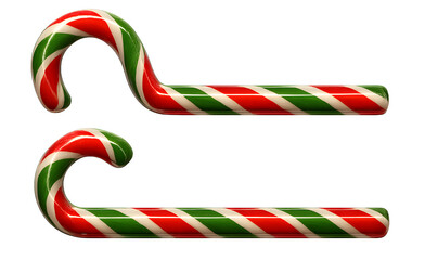 Obraz premium Two green and red striped candy canes