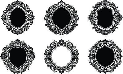 Obraz premium Vector art of six ornate vintage frames for creating elegant and decorative designs