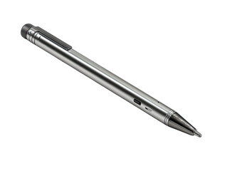 Sleek, metallic stylus pen angled diagonally