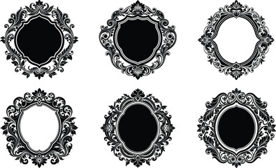 Vector art of collection of six ornate vintage frames, perfect for adding a touch of elegance © MSTLUPA