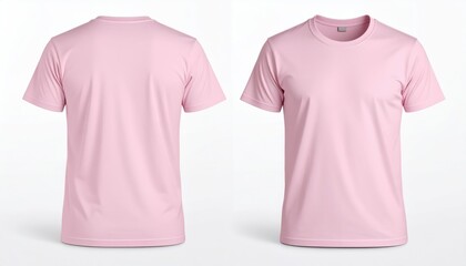 Pink t-shirt mockup shown from the front and back views on a white background.