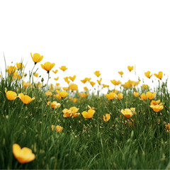 Golden flowers blooming in a vibrant meadow joyful springtime scene