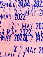 Stamped letters on old paper, date, month and year.