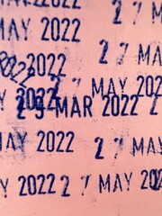 Stamped letters on old paper, date, month and year.