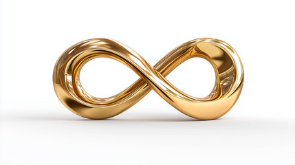 A gold symbol isolated on a white background, representing endless possibilities, continuity, eternity, limitless potential, and timeless universal connection.