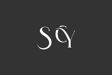 Initial SCY creative letter logo design. Elegant Monogram Logo Design with Decorative Elements and Typography