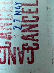 Stamped letters on old paper, date, month and year.